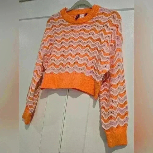 H&M Pink & Orange Retro Slouchy Sweater - Picture 3 of 5